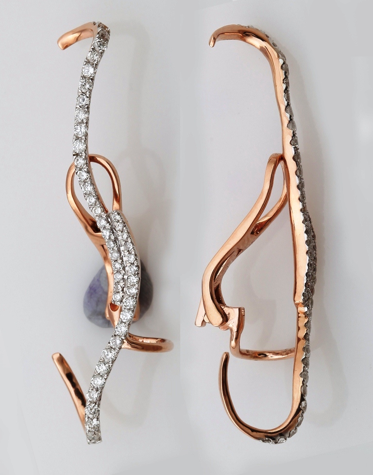 Easter Sale 18k Rose Gold Ear Clamp Earrings Diamond Women Jewelry TPUGI-757 | eBay
