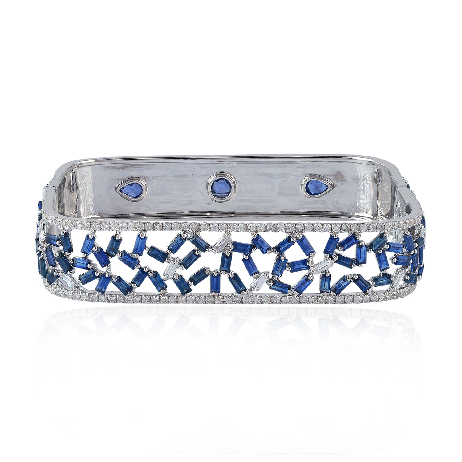 Women Day Sale 18k White Gold Baguette Diamond Bracelet Sapphire Bangle Jewelry | eBay