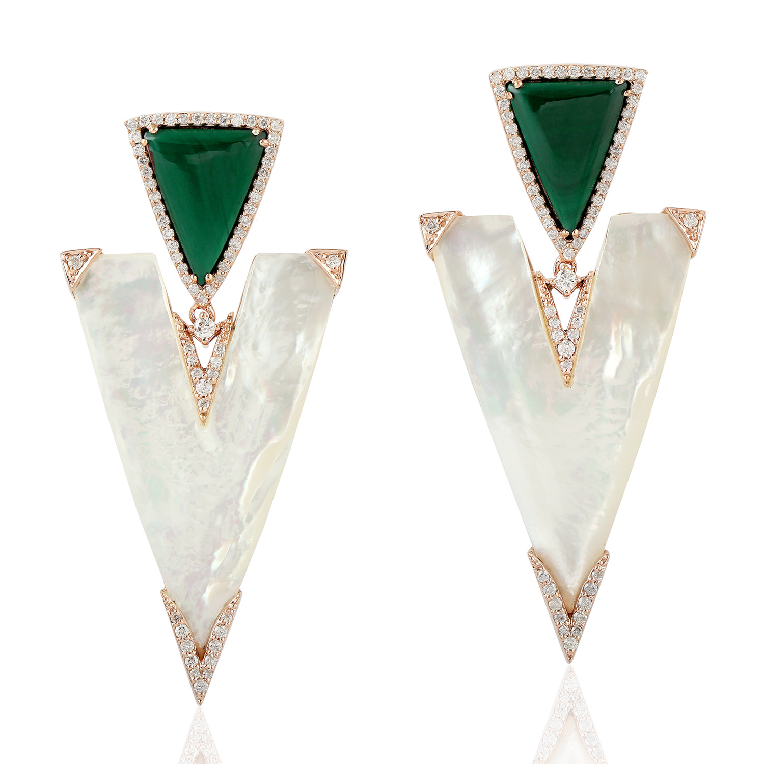 Women&#39;s Day Sale 28.9ct Natural Malachite Dangle Earrings 18k Rose Gold Jewelry | eBay