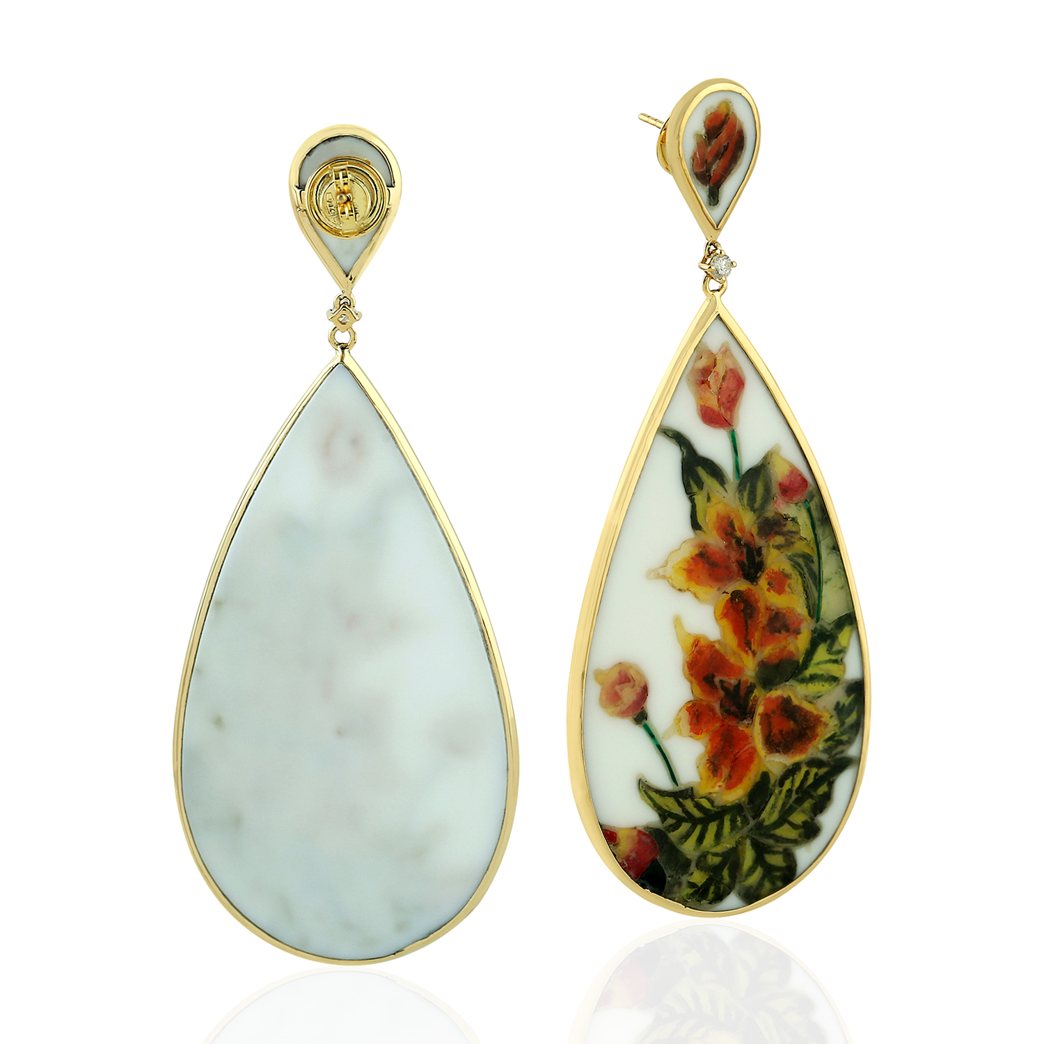 Women&#39;s Day Sale Marble Dangle Earrings 18k Gold Jewelry | eBay