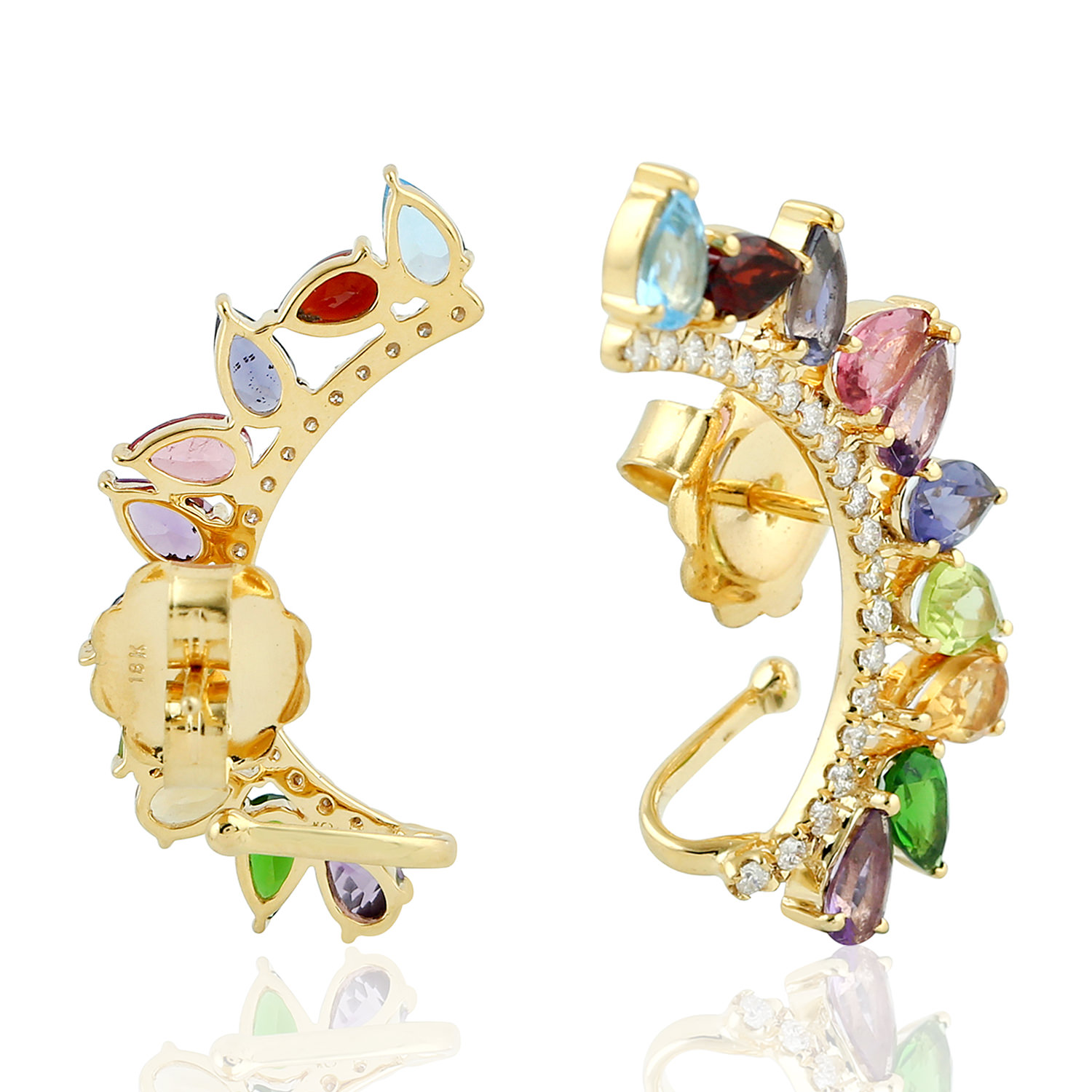 Easter Sale 4.36 Natural Amethyst Stud Earrings 18k Yellow Gold Diamond Jewelry | eBay