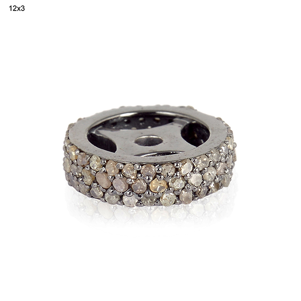 Pave Connectors Flower Roundelles Beads Diamond Findings Silver Sterling 925 Standard 12x5mm Diamond Jewelry Findings Spacers