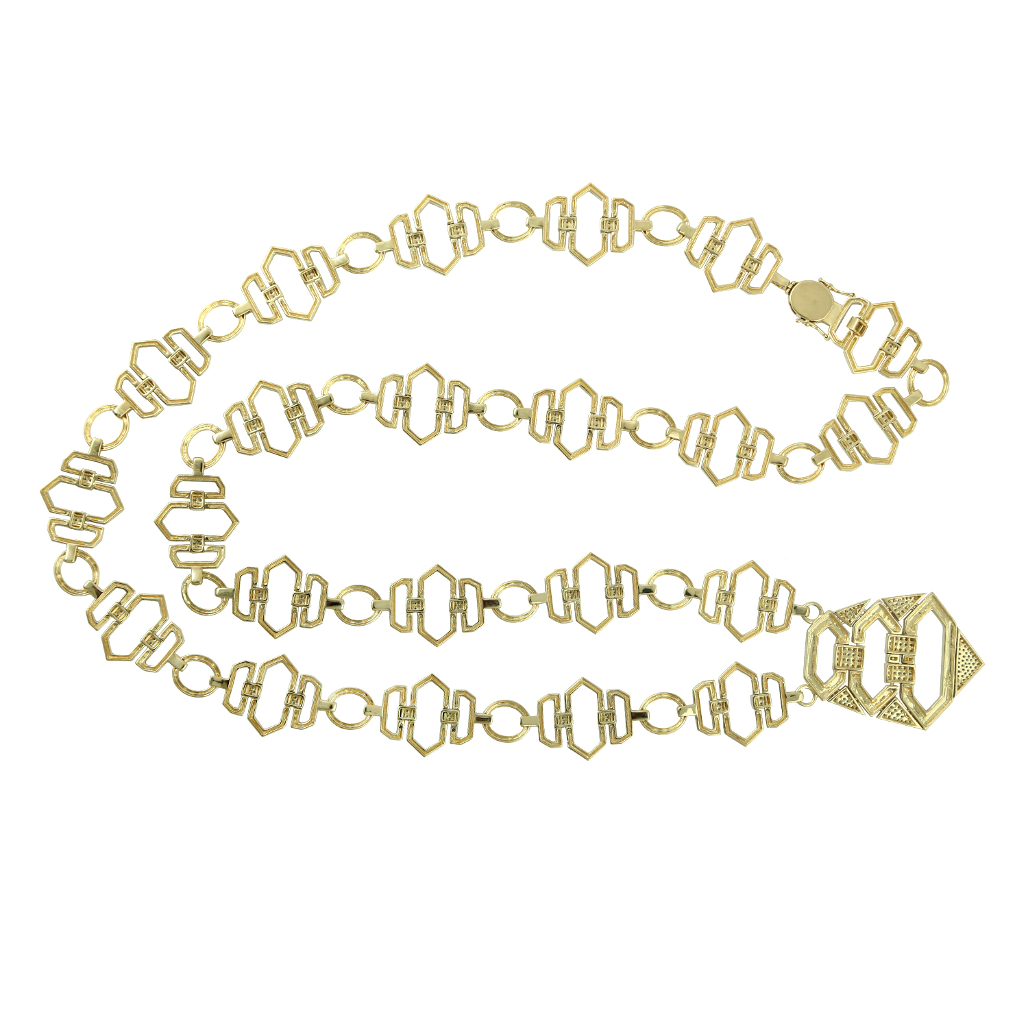 Natural Diamond Geometric Opera Length Necklace 18k Yellow Gold Jewelry For Sale | eBay
