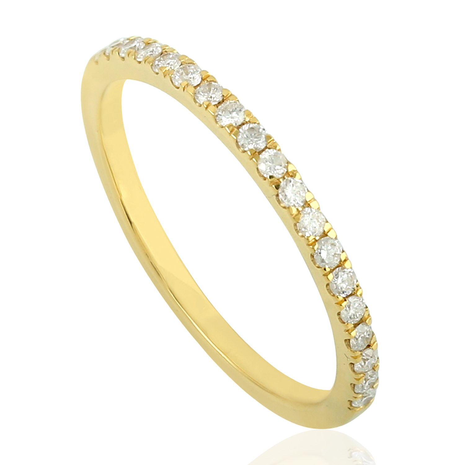 18kt Solid Yellow Gold Pave Diamond Eternity Band Ring Jewelry For Women's Gift 