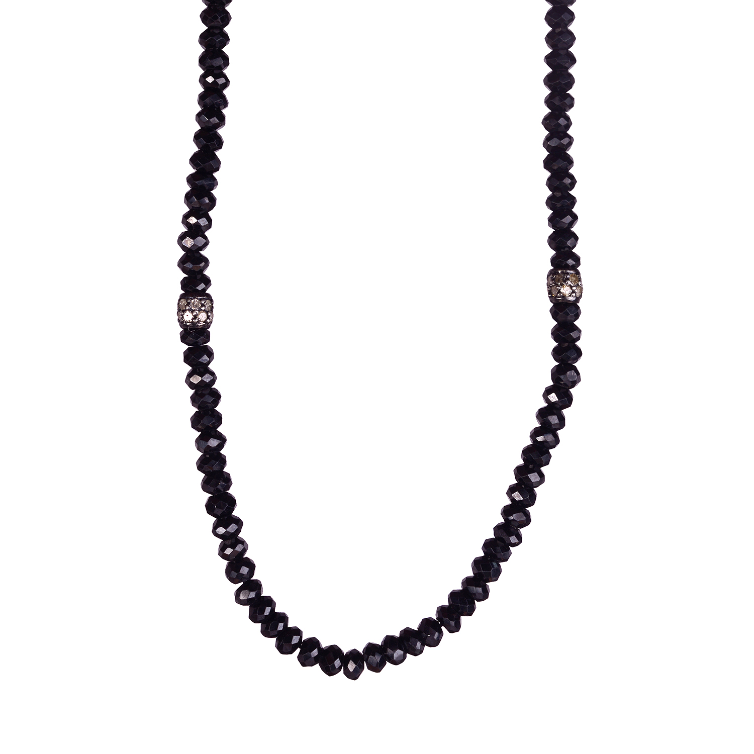 Black Spinel Diamond 925 Sterling Silver Beaded Necklace Women's ...