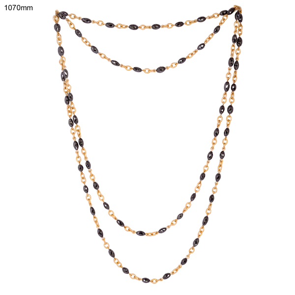 18kt Solid Yellow Gold 46.47ct Diamond Beads Long Chain Necklace ...
