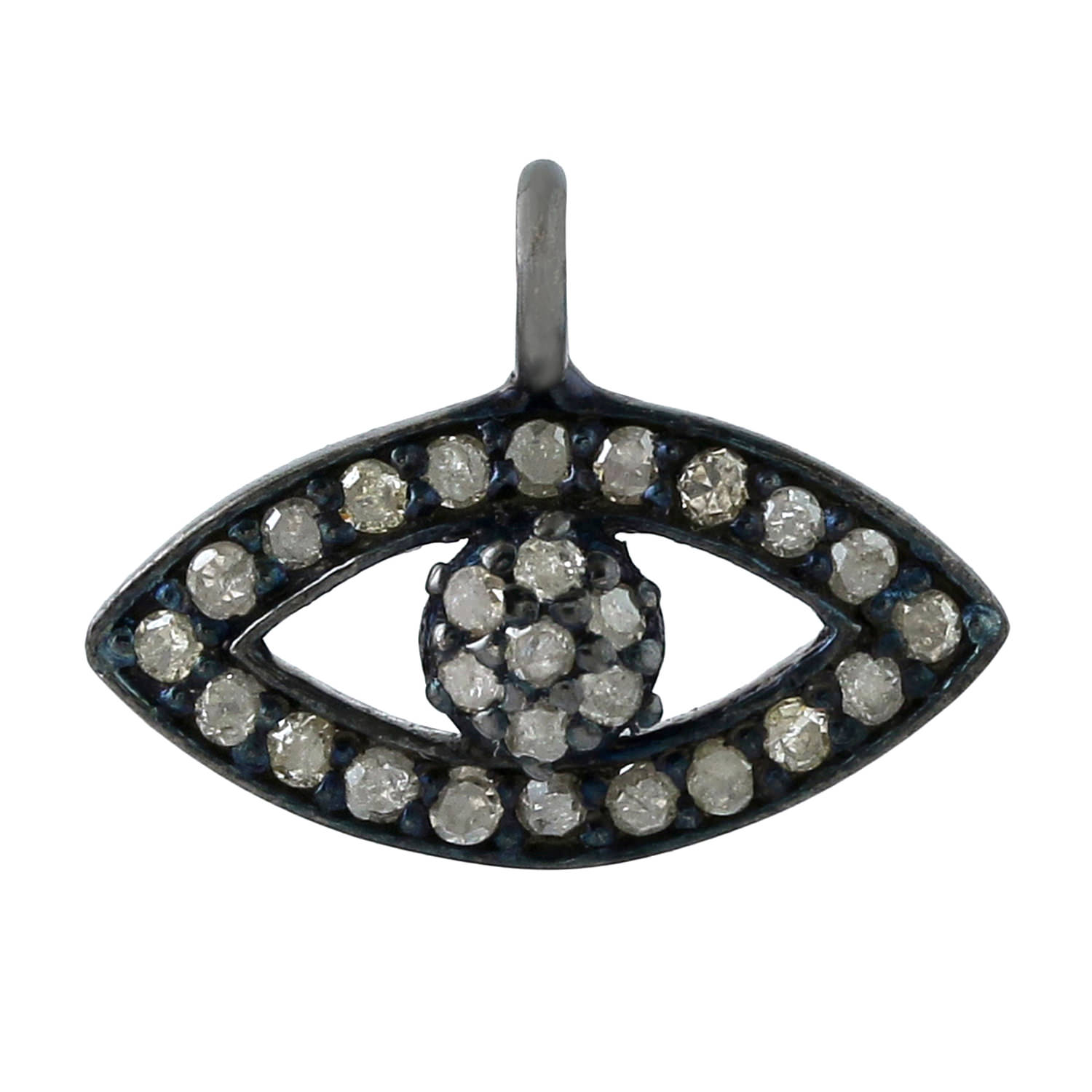 Thanksgiving Sale Pave Diamond Evil Eye 925 Silver Enamel Sapphire Pendant Gift