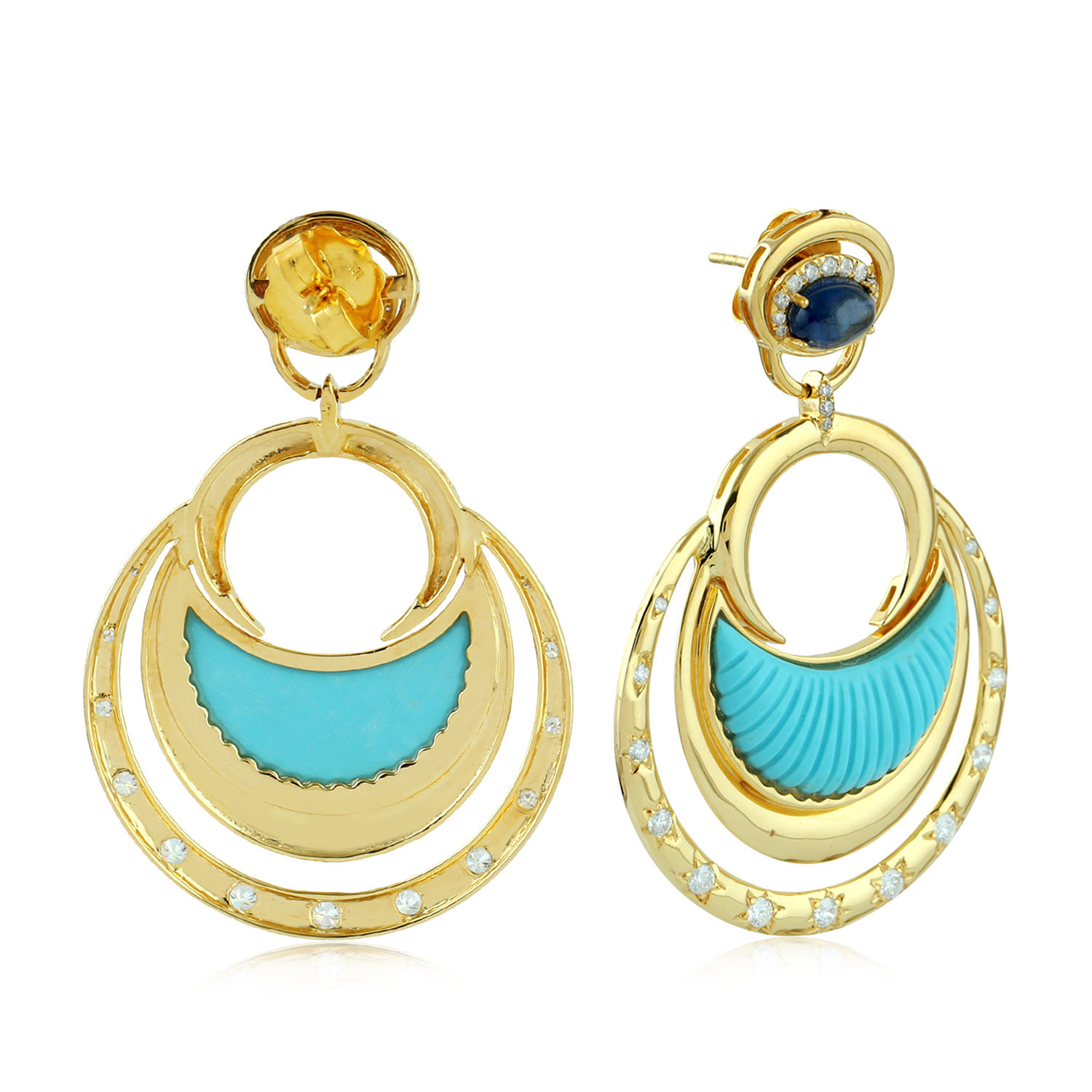 13.77ct Natural Sapphire Dangle Earrings 18k Yellow Gold Jewelry | eBay