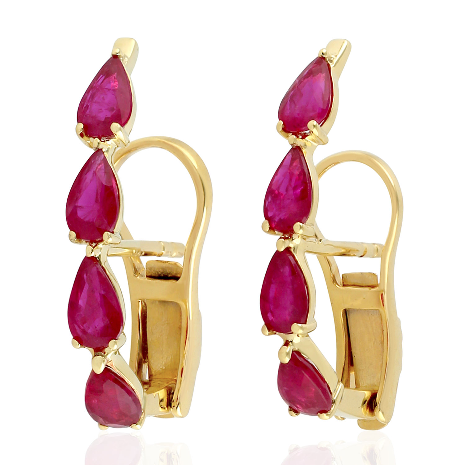 Easter Gift 1.88ct Natural Ruby Stud Earrings 18k Yellow Gold Jewelry