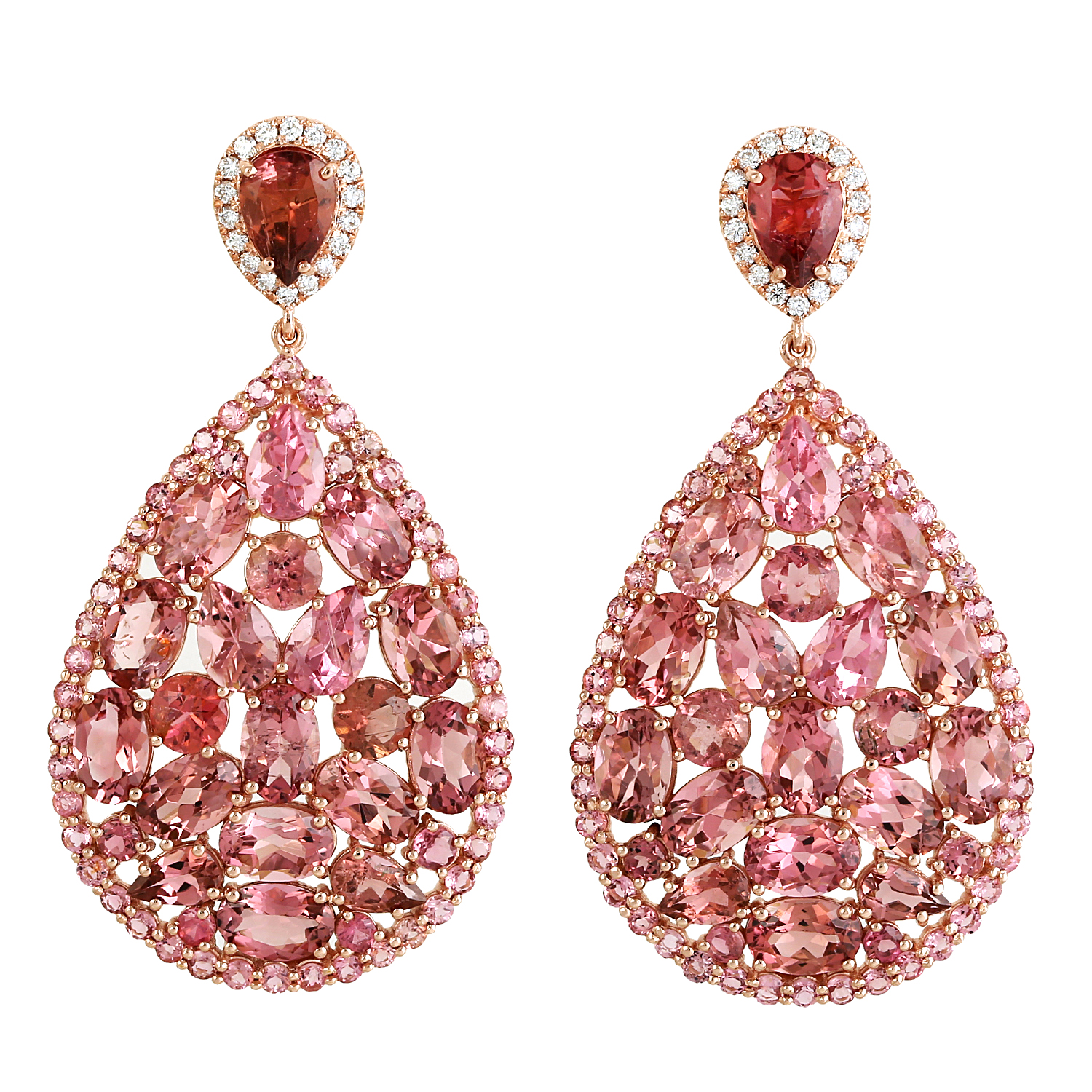 Pink Tourmaline Pave Diamond Dangle Earrings Handmade Jewelry | eBay