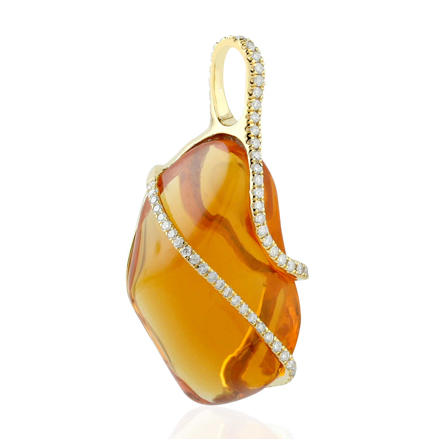 27.11ct Fire Opal Pendant 18k Yellow Gold Diamond Handmade Jewelry | eBay