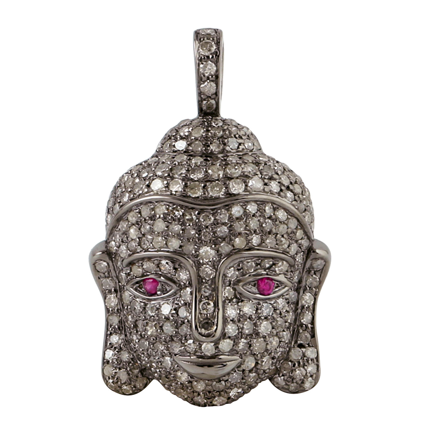 Buddha Pendant 925 Silver Natural Diamond & Ruby Laughing Jewelry For ...