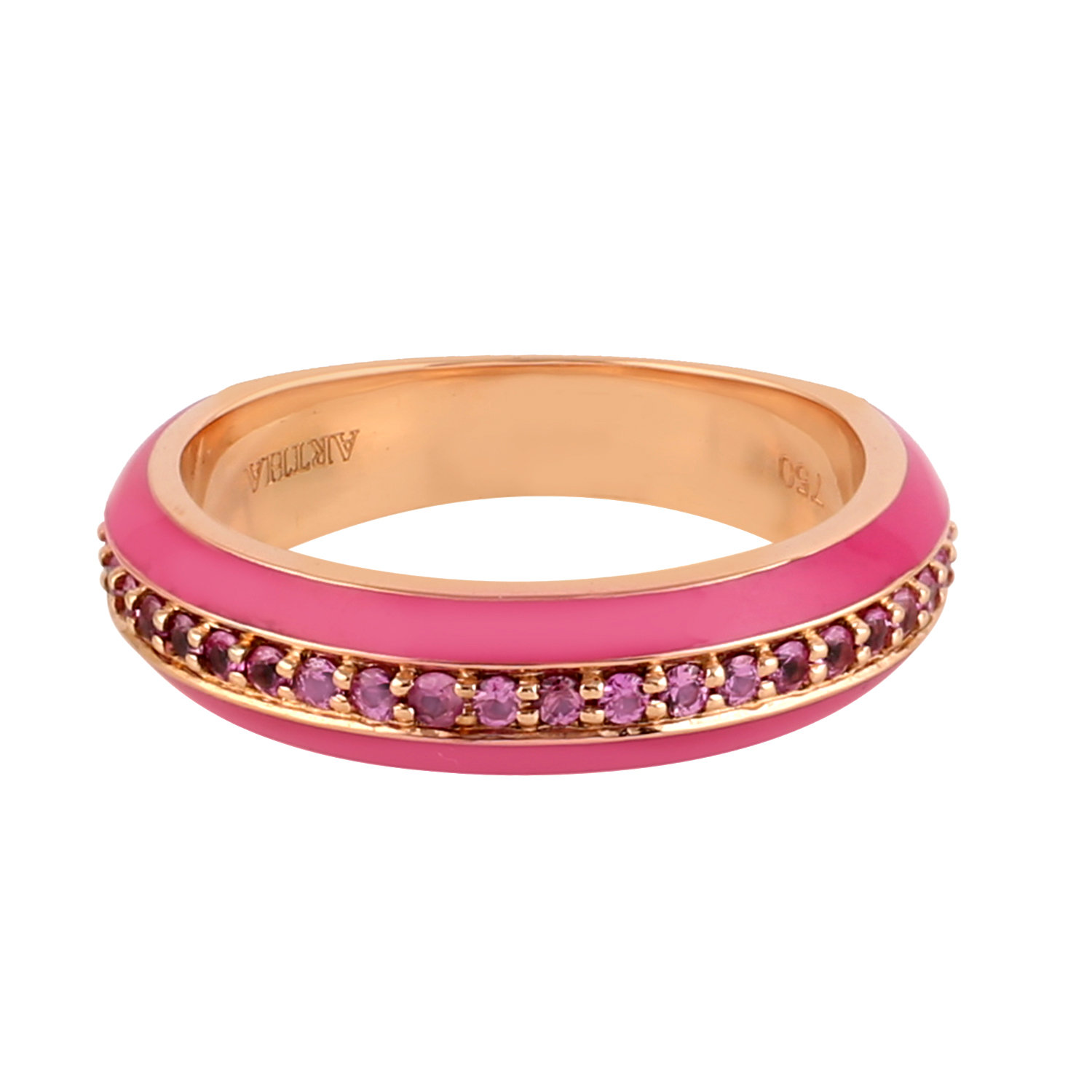 18k Rose Gold Pink Sapphire Enamel Band Ring Jewelry | eBay