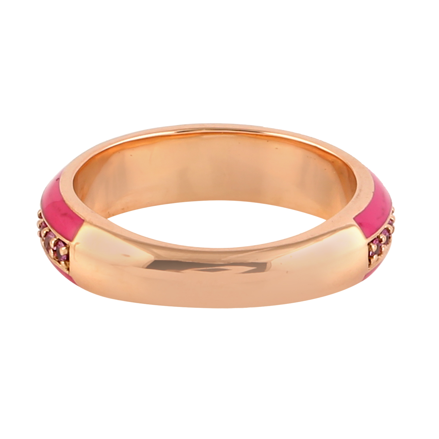 18k Rose Gold Pink Sapphire Enamel Band Ring Jewelry | eBay