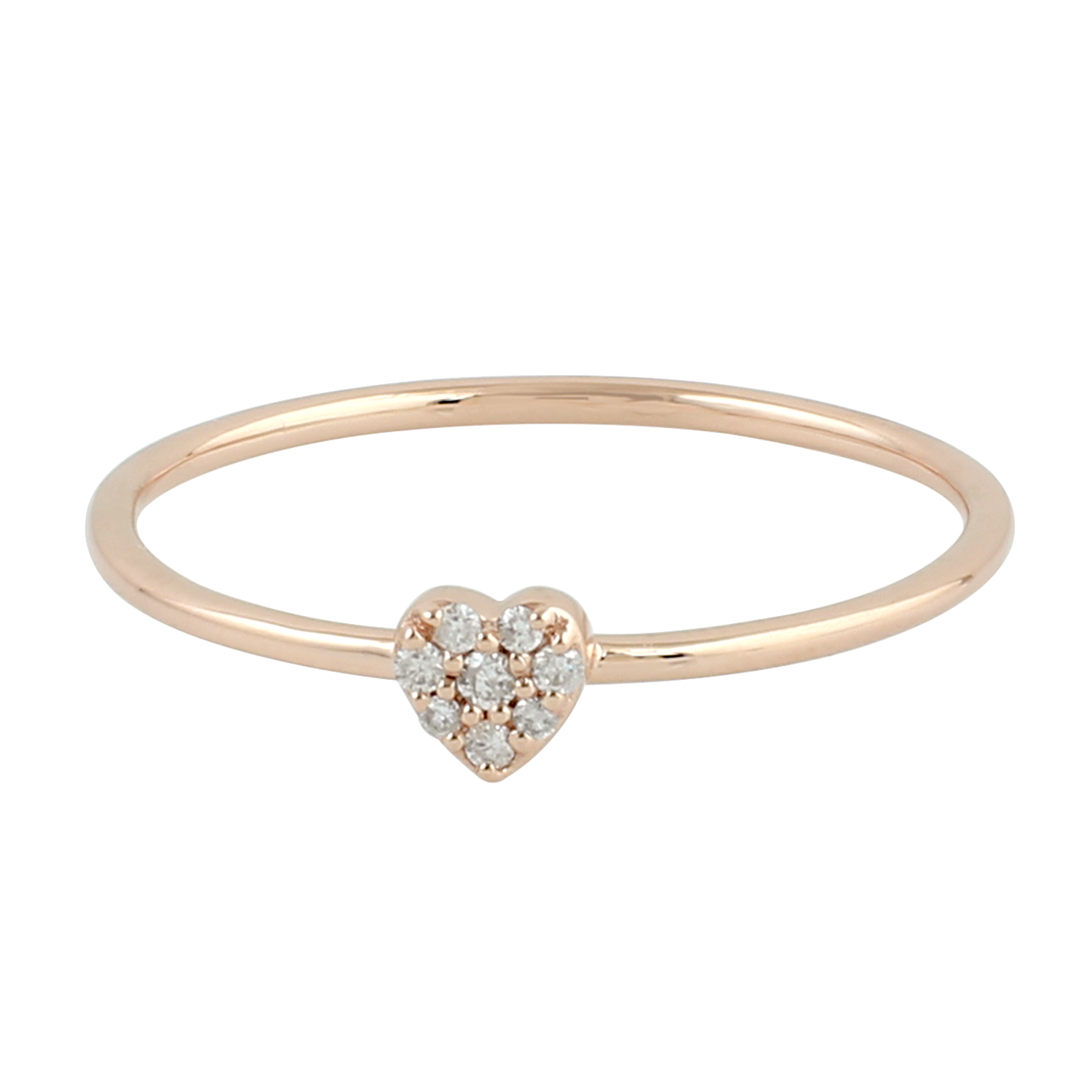 18K Rose Gold Natural Diamond Heart Shape Band Ring Fine Jewelry | eBay